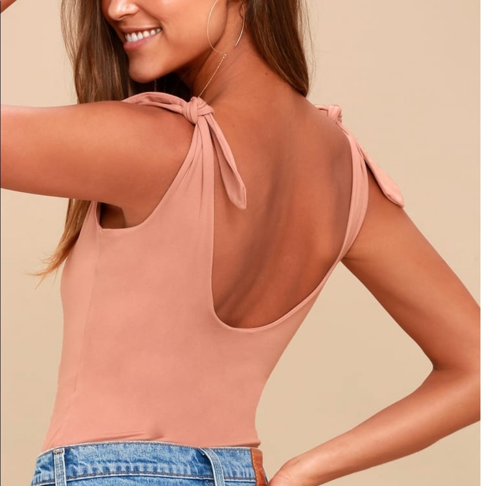 Pretty please mauve pink tie bodysuit